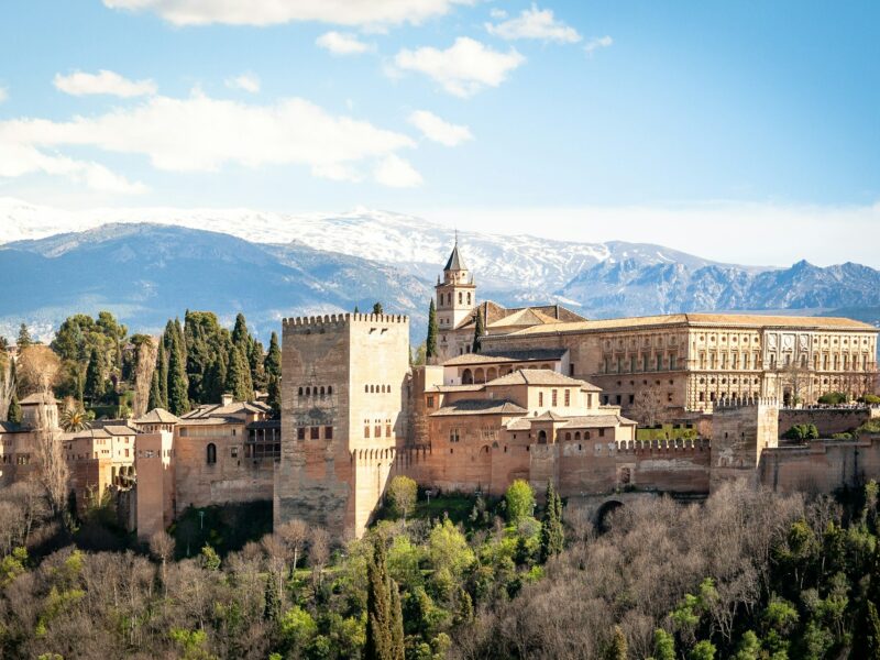 Vue aérienne du palais de l'Alhambra à Grenade, Andalousie